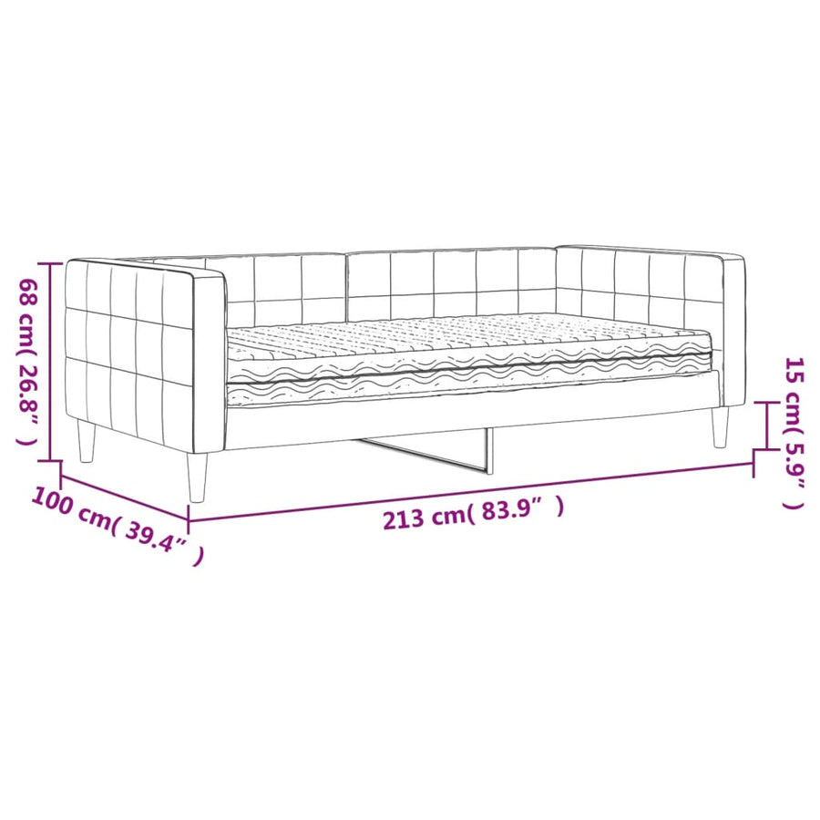 Slaapbank Fluweel 90 x 190 cm Zwart met matras