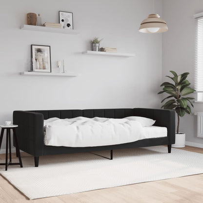 Slaapbank Fluweel 90 x 190 cm Zwart met matras