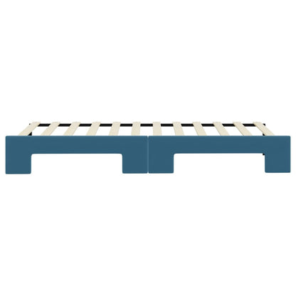 Slaapbank met onderschuifbed 80x200 cm fluweel blauw