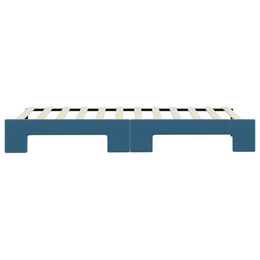 Slaapbank met onderschuifbed 80x200 cm fluweel blauw