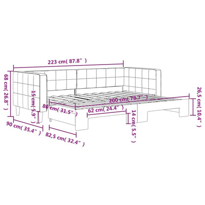 Slaapbank met onderschuifbed 80x200 cm fluweel blauw