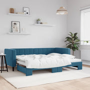 Slaapbank onderschuifbed 80x200 cm fluweel blauw