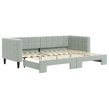 Slaapbank Fluweel 80 x 200 cm Lichtgrijs met onderschuifbed