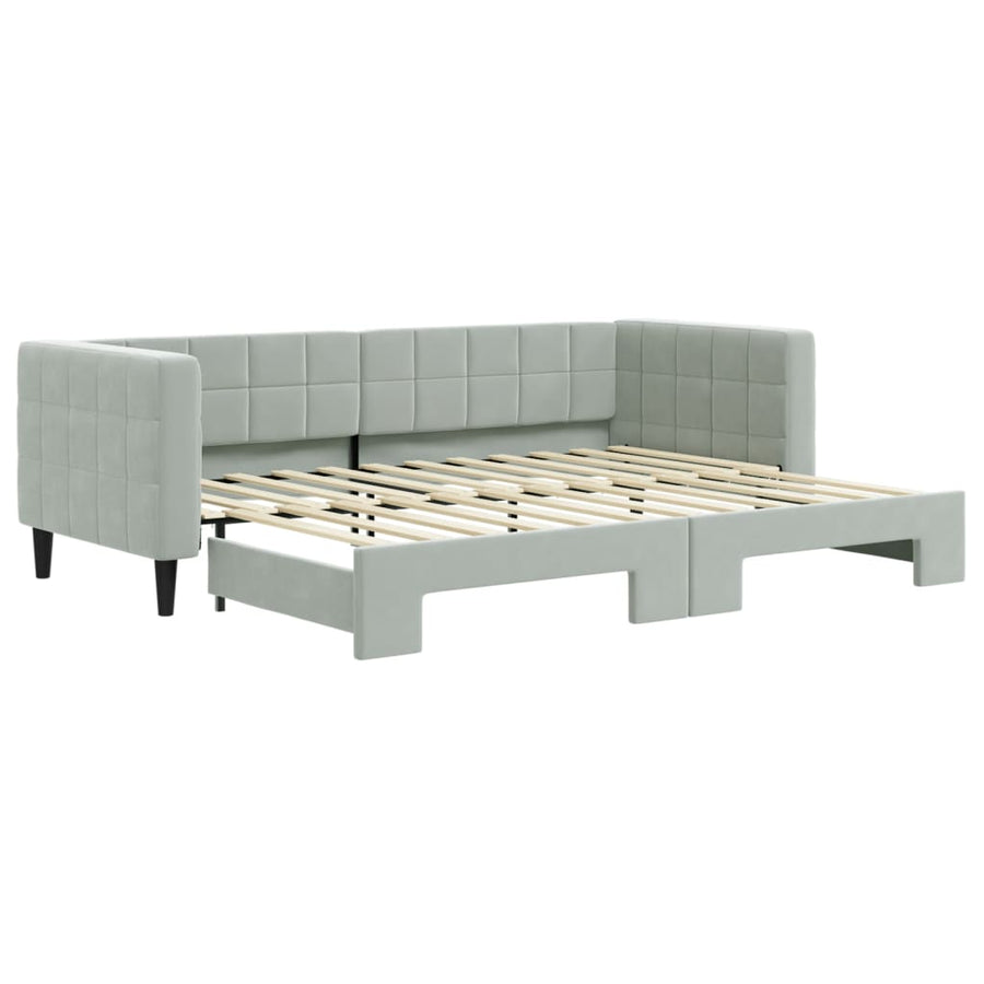 Slaapbank Fluweel 80 x 200 cm Lichtgrijs met onderschuifbed