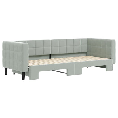 Slaapbank Fluweel 80 x 200 cm Lichtgrijs met onderschuifbed