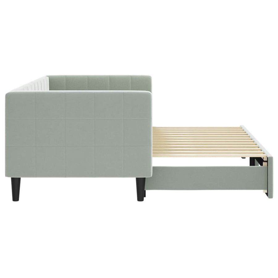 Slaapbank Fluweel 80 x 200 cm Lichtgrijs met onderschuifbed