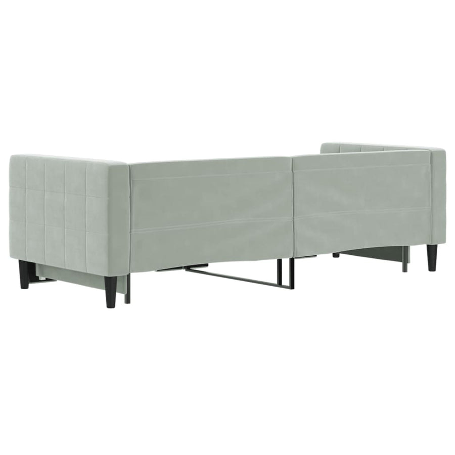 Slaapbank Fluweel 80 x 200 cm Lichtgrijs met onderschuifbed