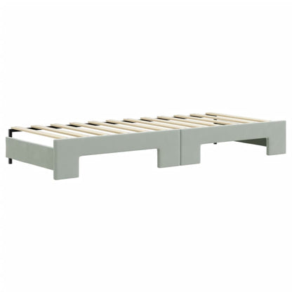 Slaapbank Fluweel 80 x 200 cm Lichtgrijs met onderschuifbed