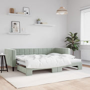 Slaapbank onderschuifbed 80x200 cm fluweel lichtgrijs