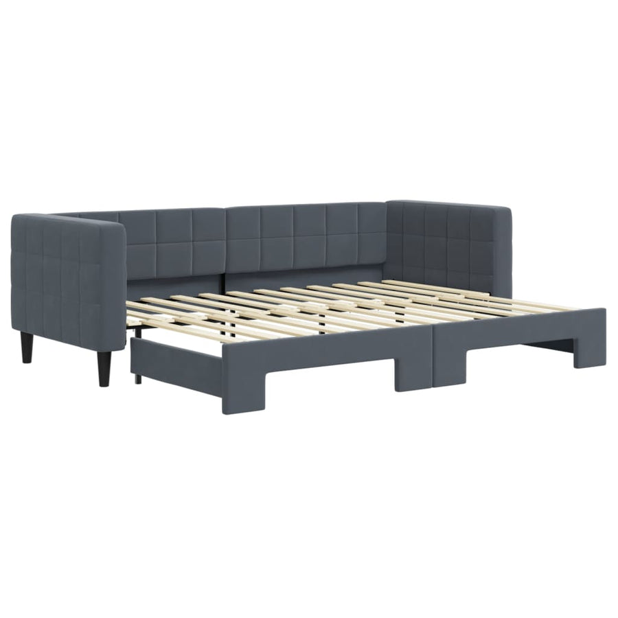 Slaapbank met onderschuifbed 80x200 cm fluweel donkergrijs