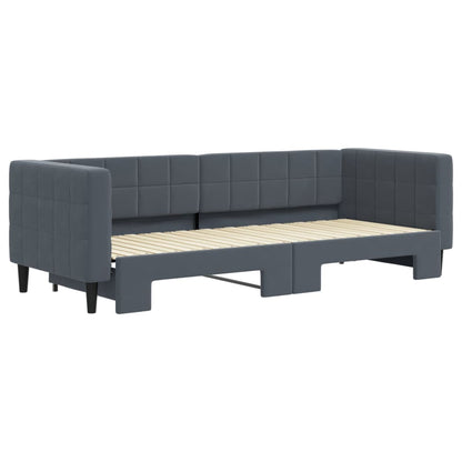 Slaapbank met onderschuifbed 80x200 cm fluweel donkergrijs