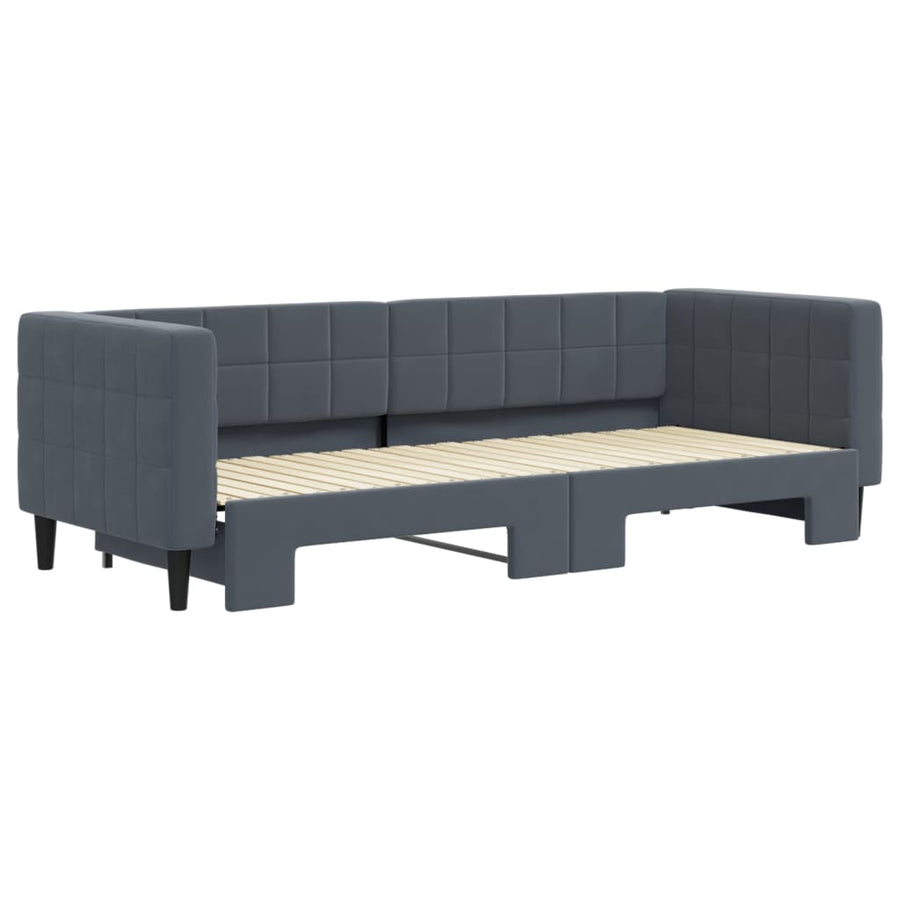 Slaapbank met onderschuifbed 80x200 cm fluweel donkergrijs