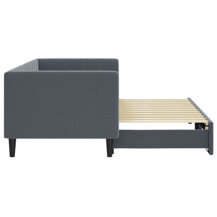 Slaapbank met onderschuifbed 80x200 cm fluweel donkergrijs