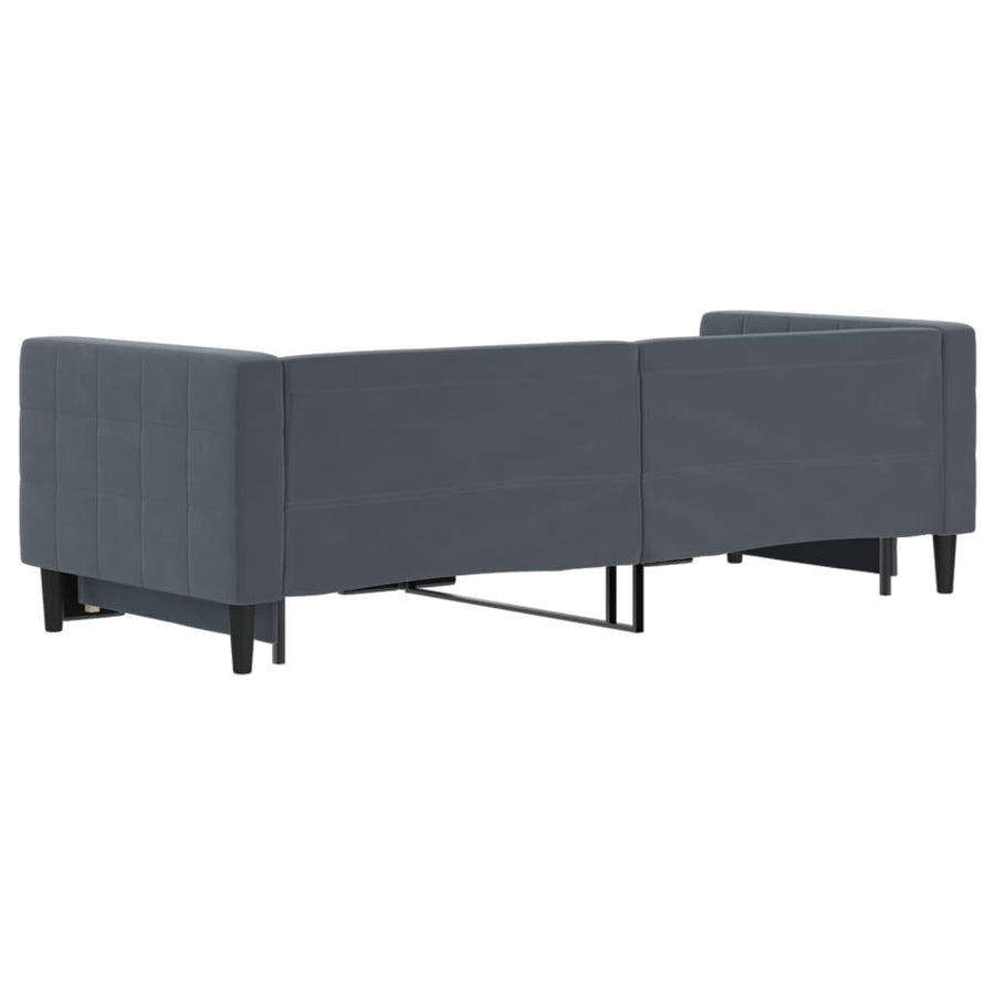 Slaapbank met onderschuifbed 80x200 cm fluweel donkergrijs