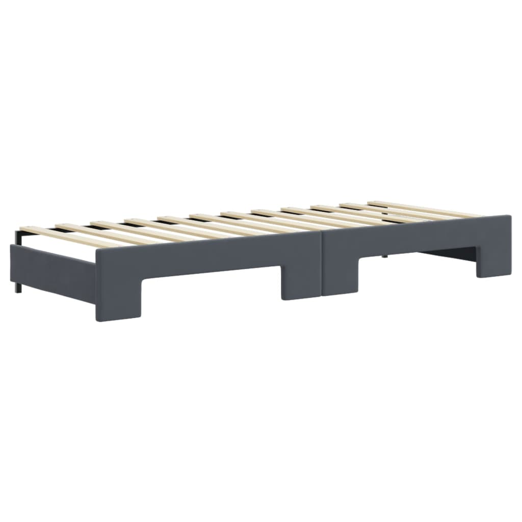 Slaapbank met onderschuifbed 80x200 cm fluweel donkergrijs