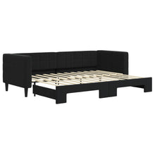 Slaapbank Fluweel 80 x 200 cm Zwart met onderschuifbed