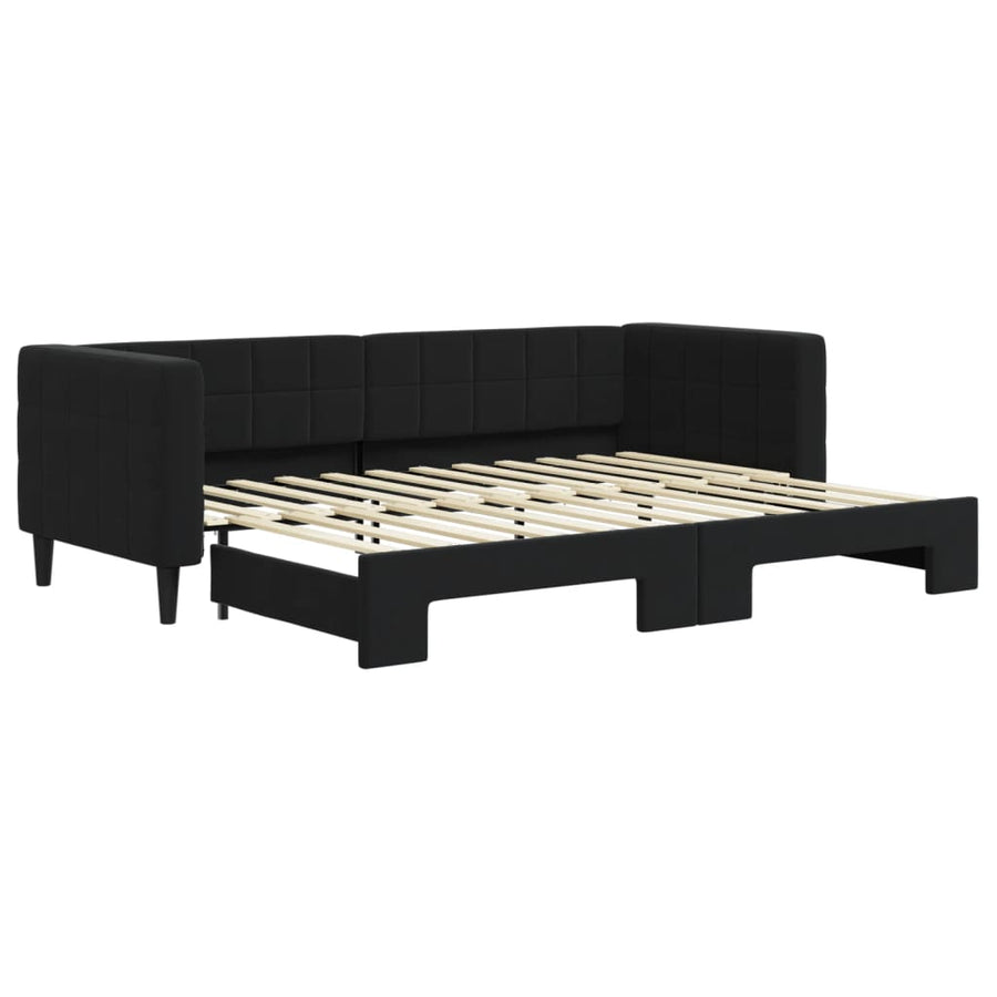 Slaapbank Fluweel 80 x 200 cm Zwart met onderschuifbed