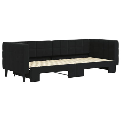 Slaapbank Fluweel 80 x 200 cm Zwart met onderschuifbed