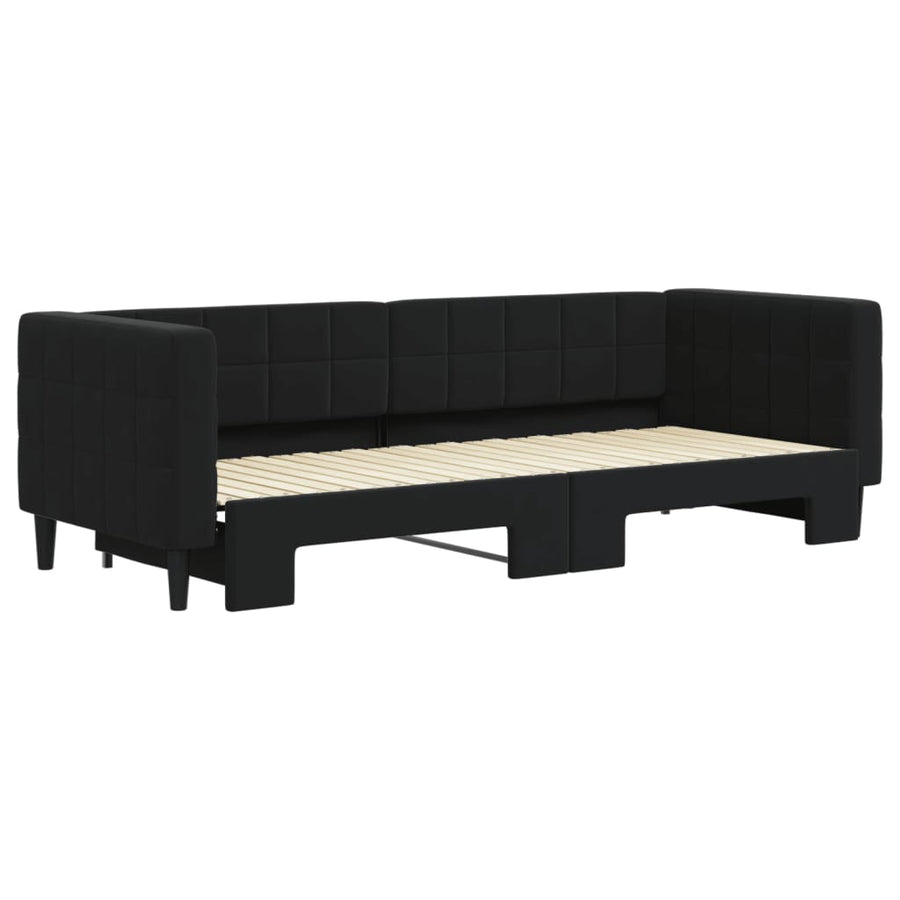 Slaapbank Fluweel 80 x 200 cm Zwart met onderschuifbed