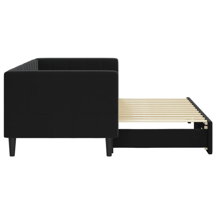 Slaapbank Fluweel 80 x 200 cm Zwart met onderschuifbed