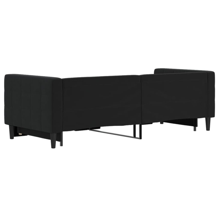 Slaapbank Fluweel 80 x 200 cm Zwart met onderschuifbed