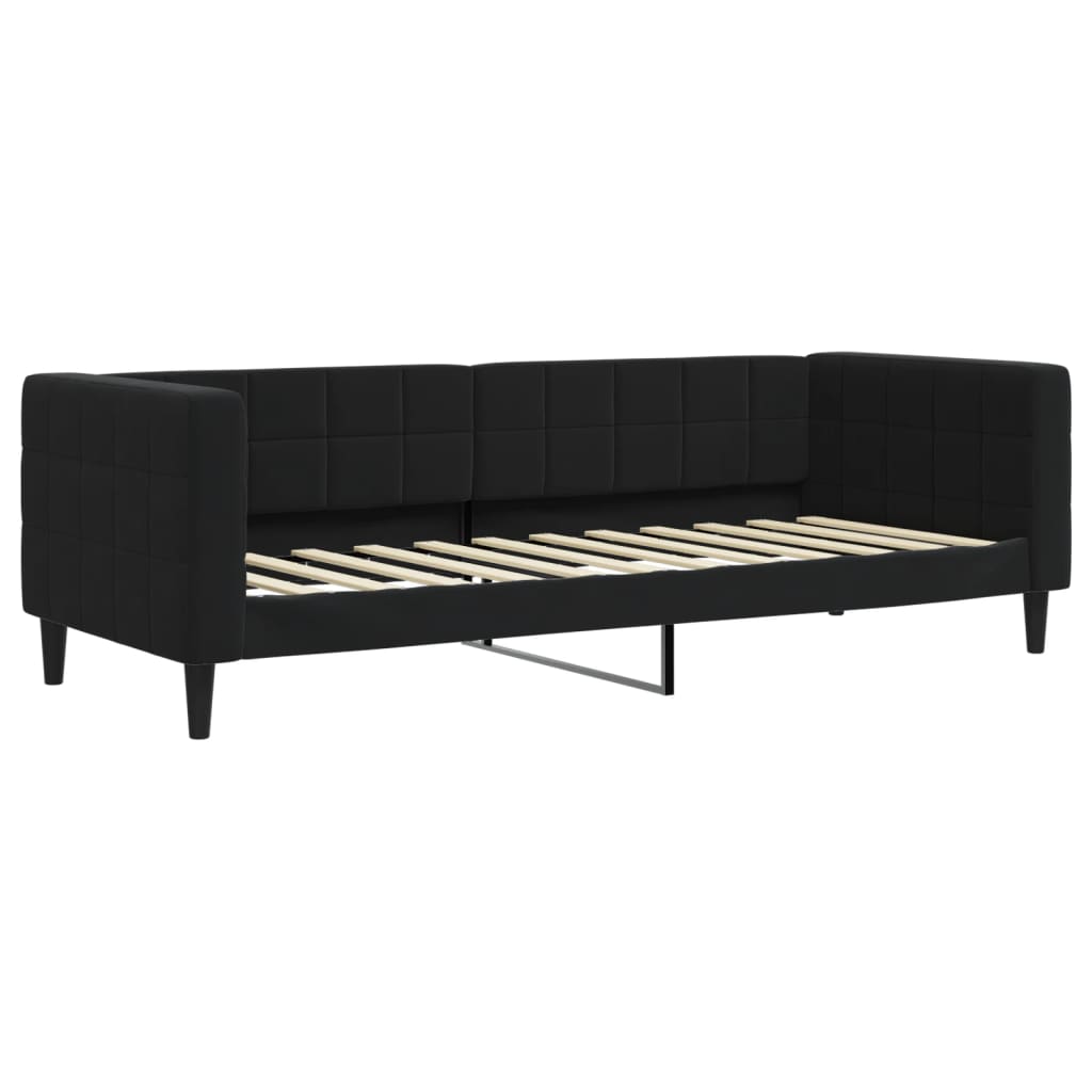 Slaapbank Fluweel 80 x 200 cm Zwart met onderschuifbed