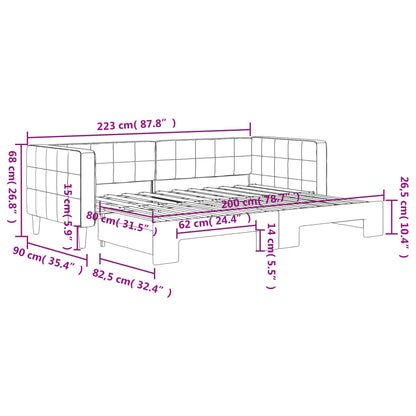 Slaapbank Fluweel 80 x 200 cm Zwart met onderschuifbed