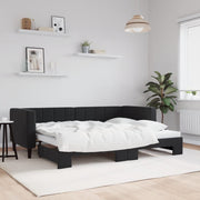 Slaapbank met onderschuifbed 80x200 cm zwart