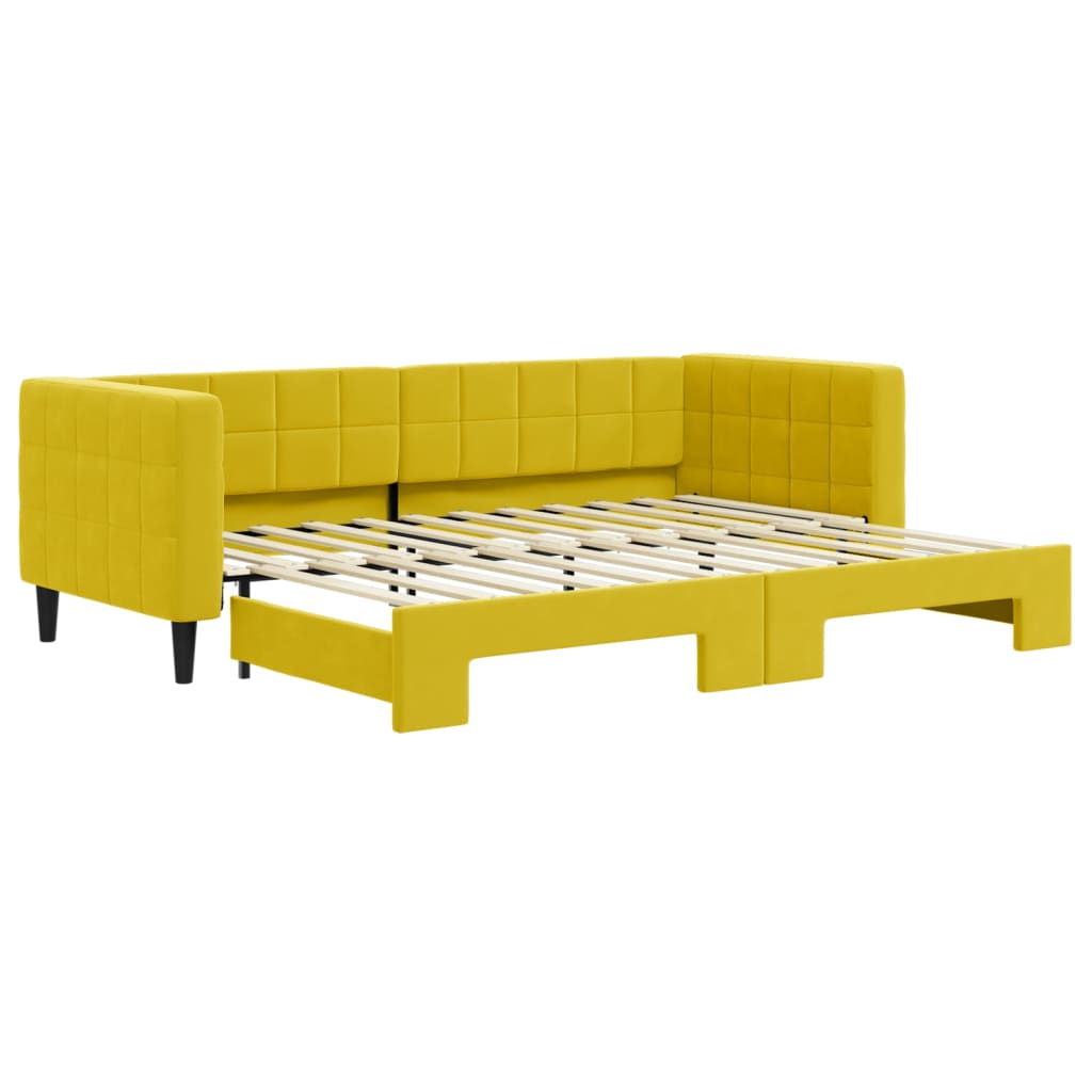 Slaapbank Fluweel 80 x 200 cm Geel met onderschuifbed