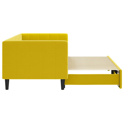 Slaapbank Fluweel 80 x 200 cm Geel met onderschuifbed