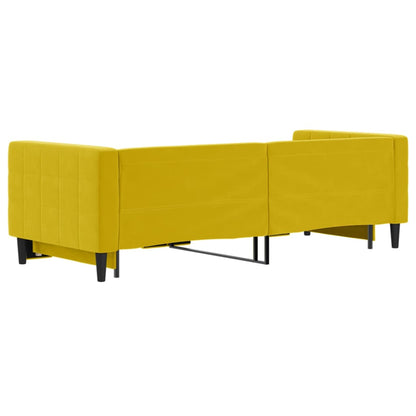 Slaapbank Fluweel 80 x 200 cm Geel met onderschuifbed
