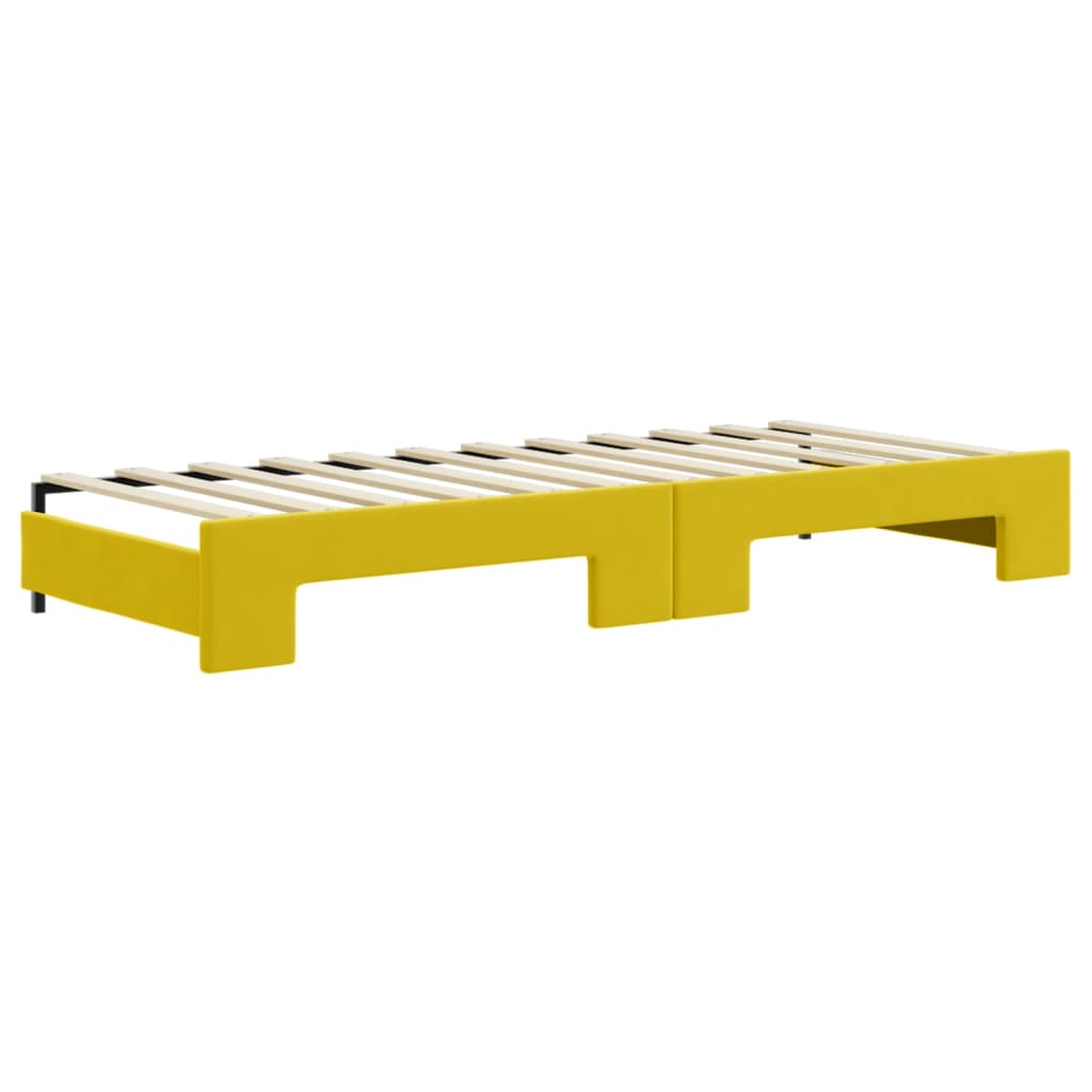 Slaapbank Fluweel 80 x 200 cm Geel met onderschuifbed