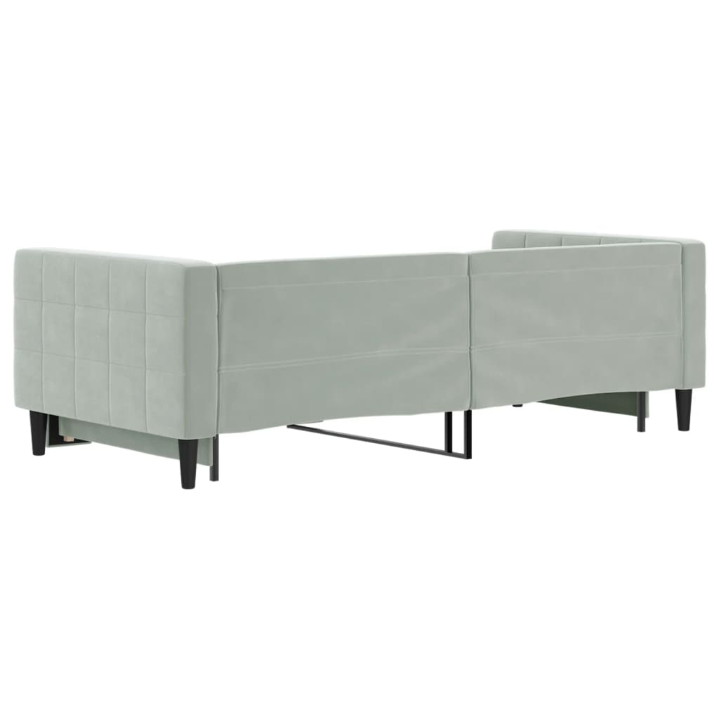 Slaapbank met onderschuifbed 90x200 cm fluweel lichtgrijs