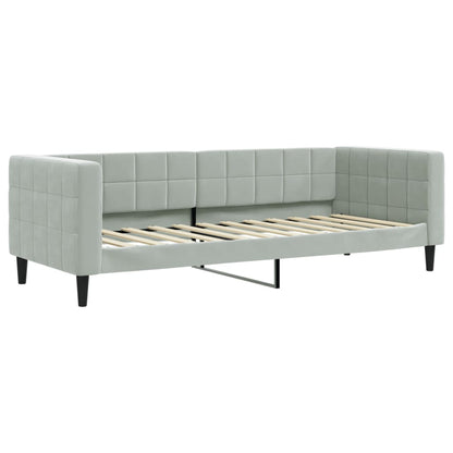 Slaapbank met onderschuifbed 90x200 cm fluweel lichtgrijs