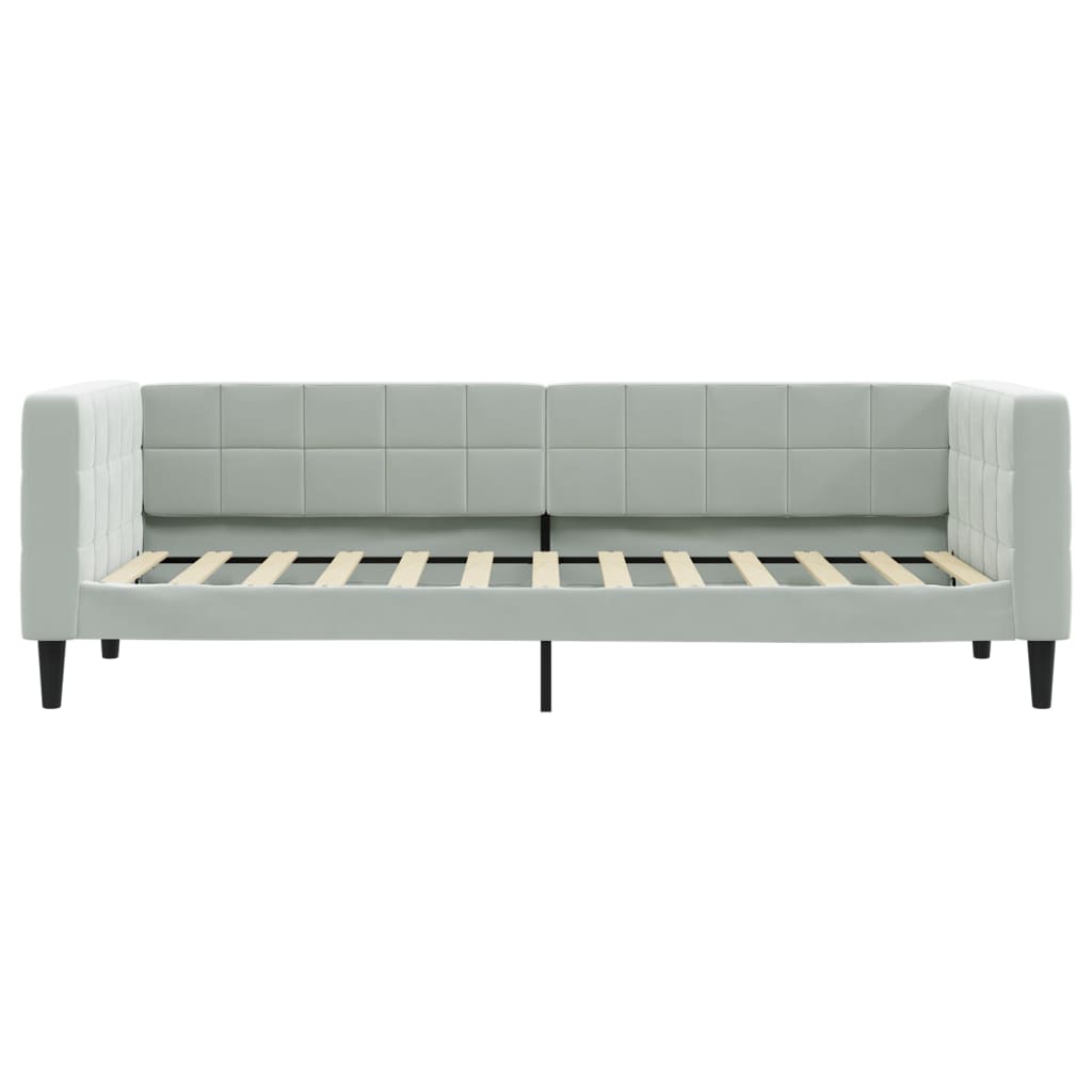 Slaapbank met onderschuifbed 90x200 cm fluweel lichtgrijs