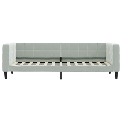 Slaapbank met onderschuifbed 90x200 cm fluweel lichtgrijs