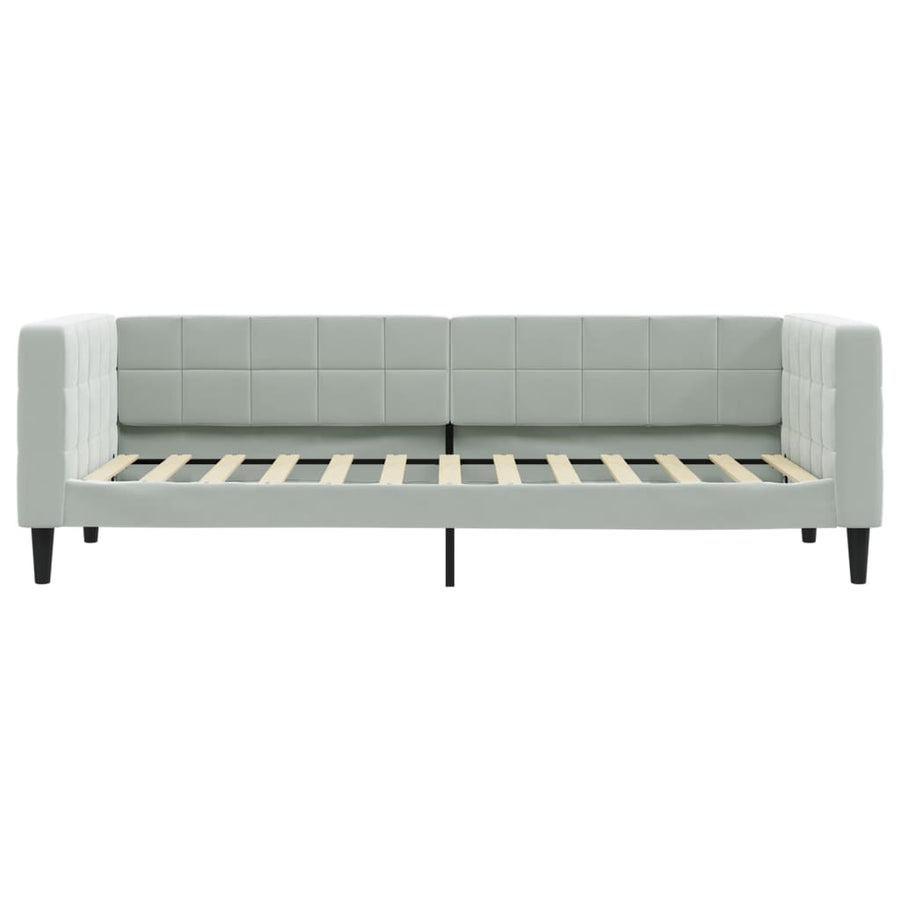 Slaapbank met onderschuifbed 90x200 cm fluweel lichtgrijs