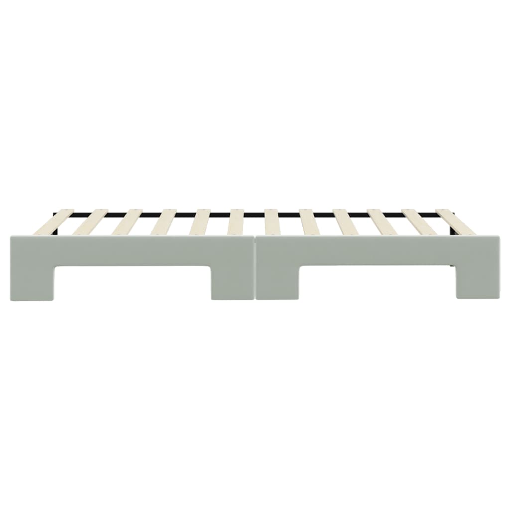 Slaapbank met onderschuifbed 90x200 cm fluweel lichtgrijs