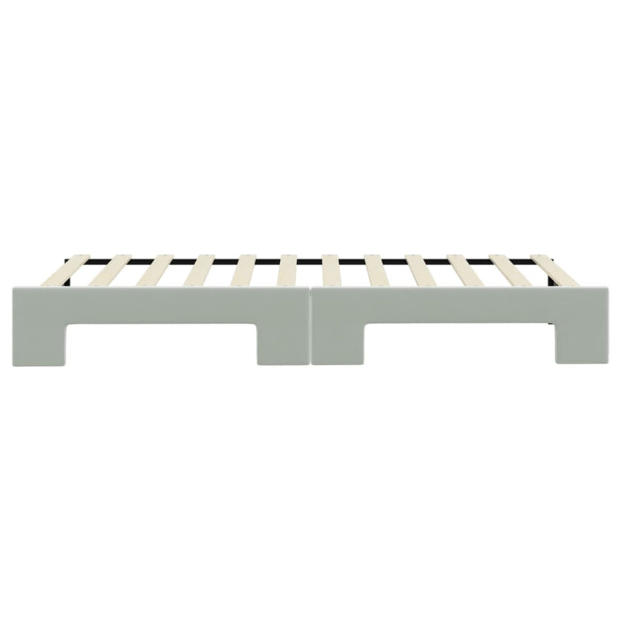 Slaapbank met onderschuifbed 90x200 cm fluweel lichtgrijs