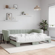 Slaapbank met onderschuifbed 90x200 cm lichtgrijs fluweel