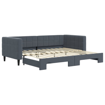 Slaapbank met onderschuifbed 90x200 cm fluweel donkergrijs