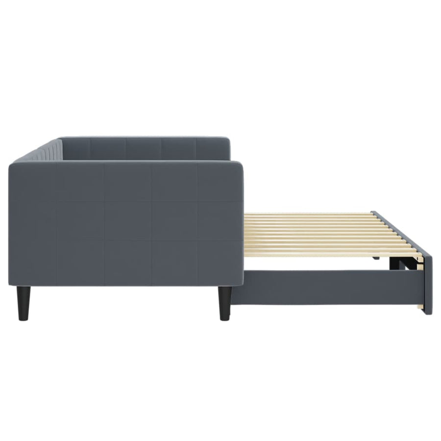 Slaapbank met onderschuifbed 90x200 cm fluweel donkergrijs