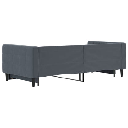 Slaapbank met onderschuifbed 90x200 cm fluweel donkergrijs