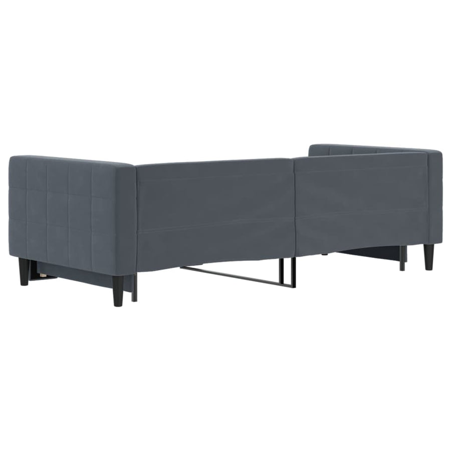 Slaapbank met onderschuifbed 90x200 cm fluweel donkergrijs