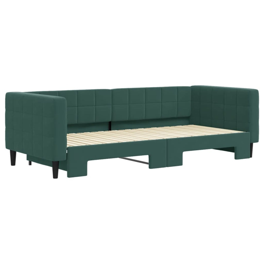 Slaapbank met onderschuifbed 90x200 cm fluweel donkergroen
