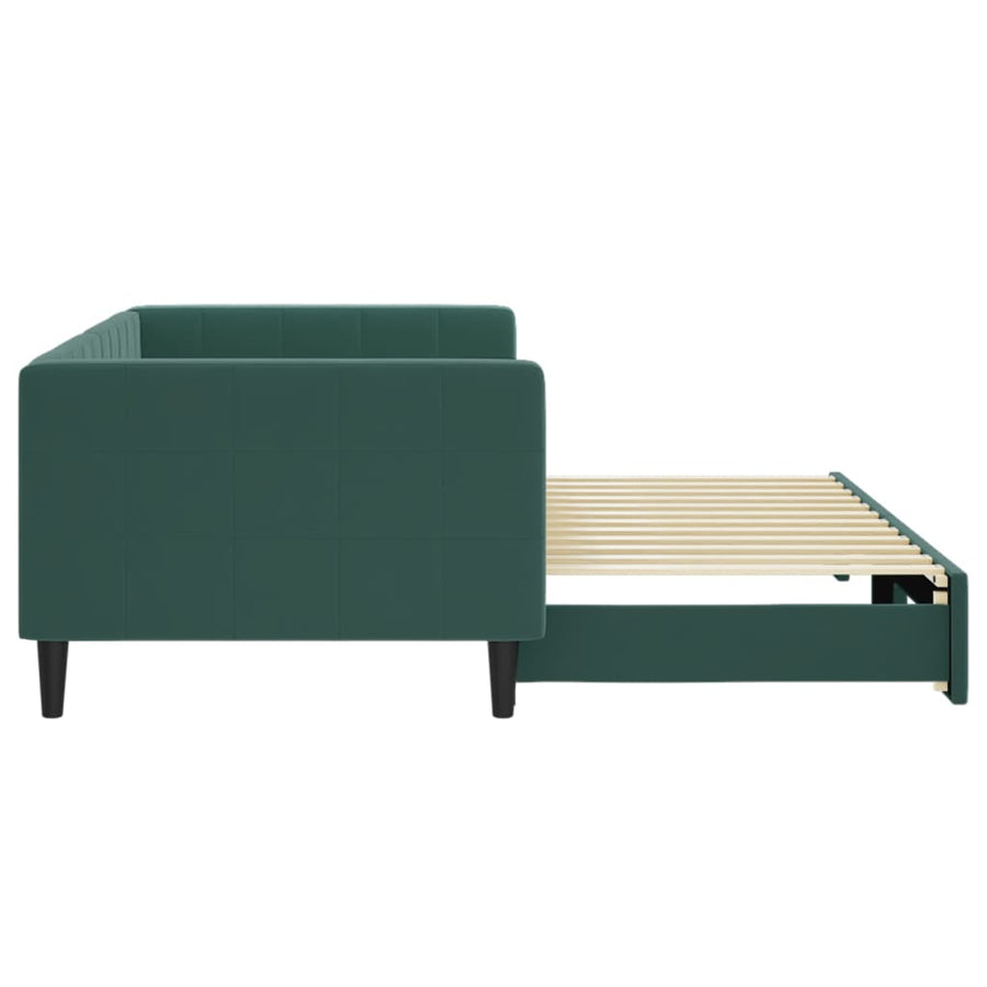 Slaapbank met onderschuifbed 90x200 cm fluweel donkergroen