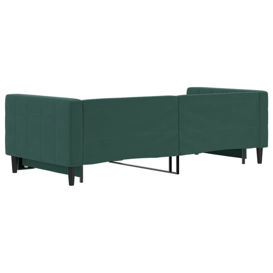 Slaapbank met onderschuifbed 90x200 cm fluweel donkergroen