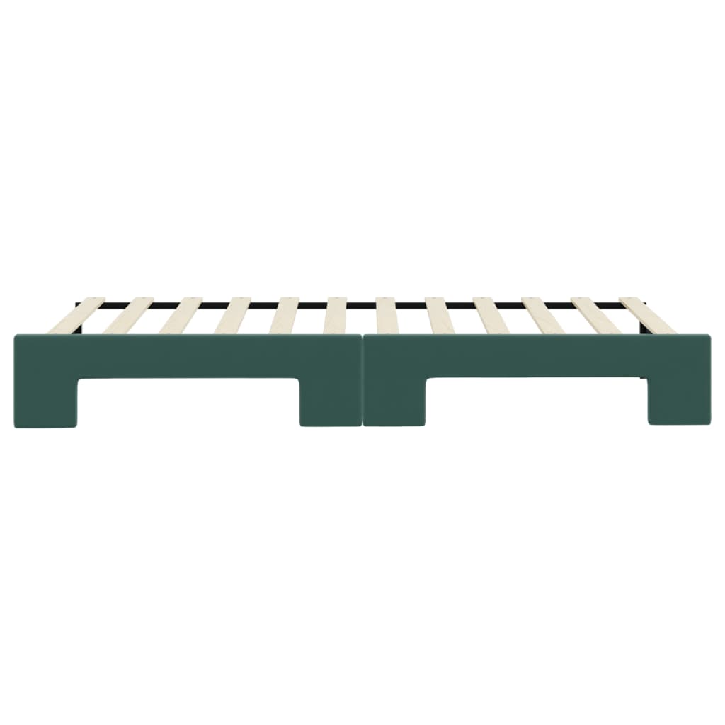 Slaapbank met onderschuifbed 90x200 cm fluweel donkergroen
