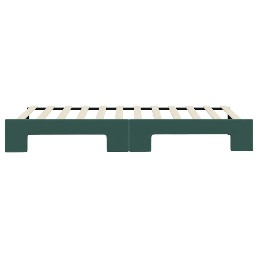 Slaapbank met onderschuifbed 90x200 cm fluweel donkergroen