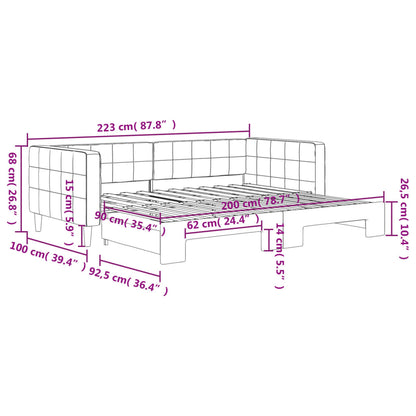 Slaapbank met onderschuifbed 90x200 cm fluweel donkergroen